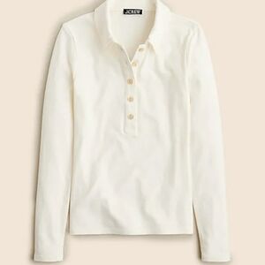 NWT J.Crew Cream White Long Sleeve Polo